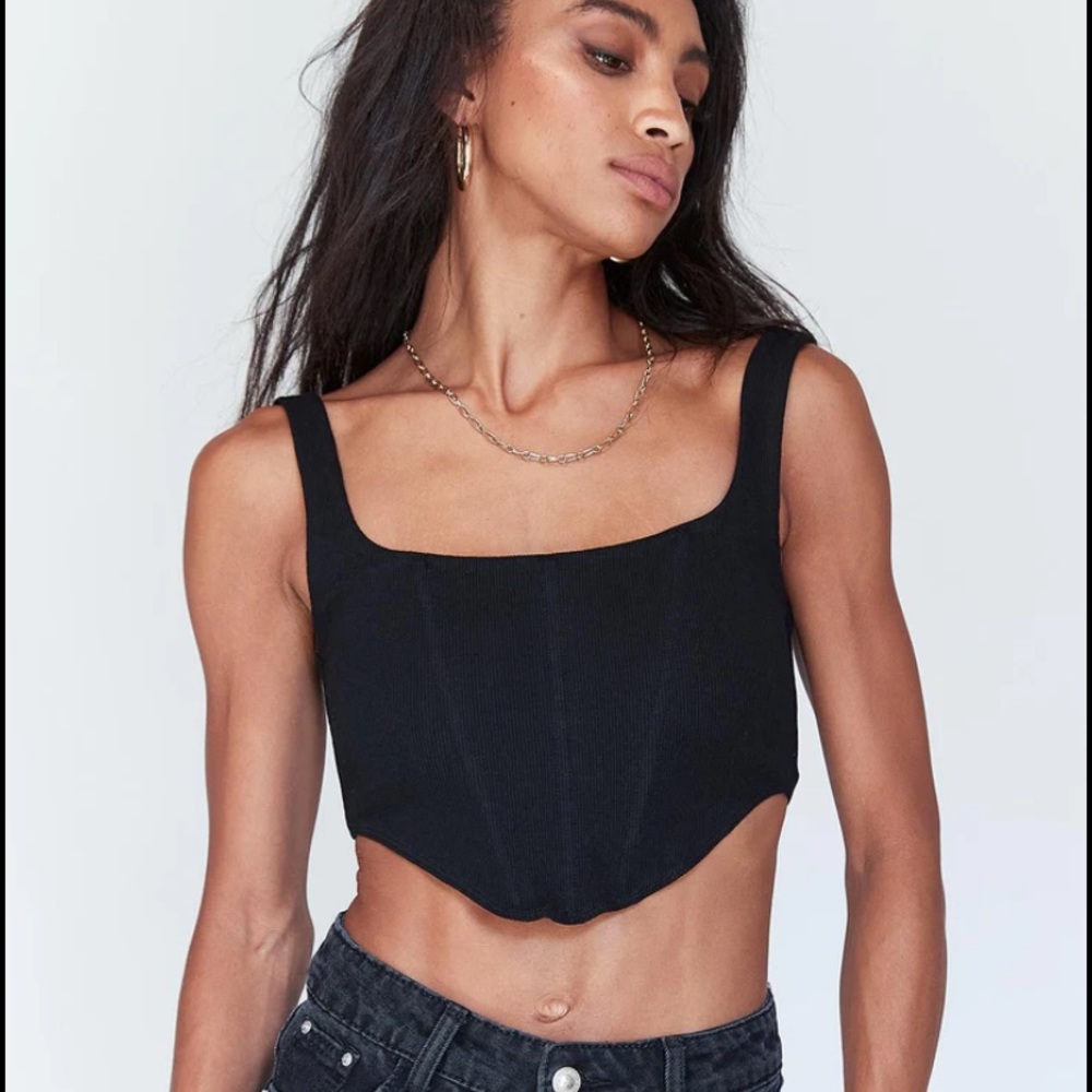 Rib bustier black top!